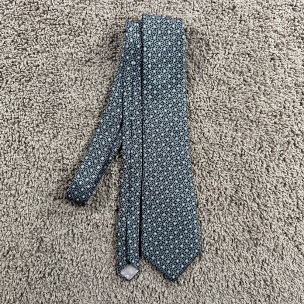 Christian Dior Silk neck Tie vintage Woven Italy USA preppy luxury logo black